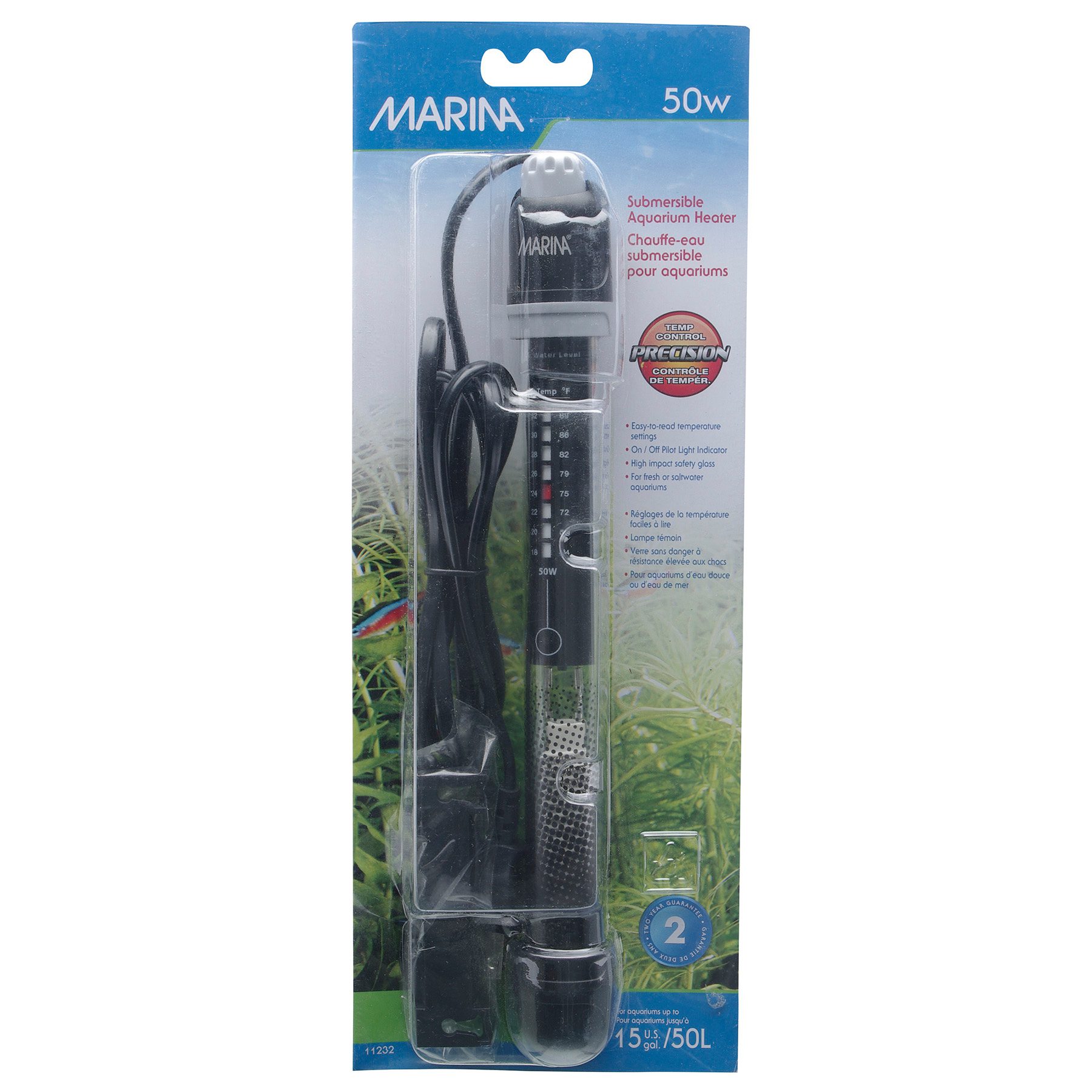 Marina Submersible Pre-Set Aquarium Heater - 50 W - 22 cm (8.5 in)