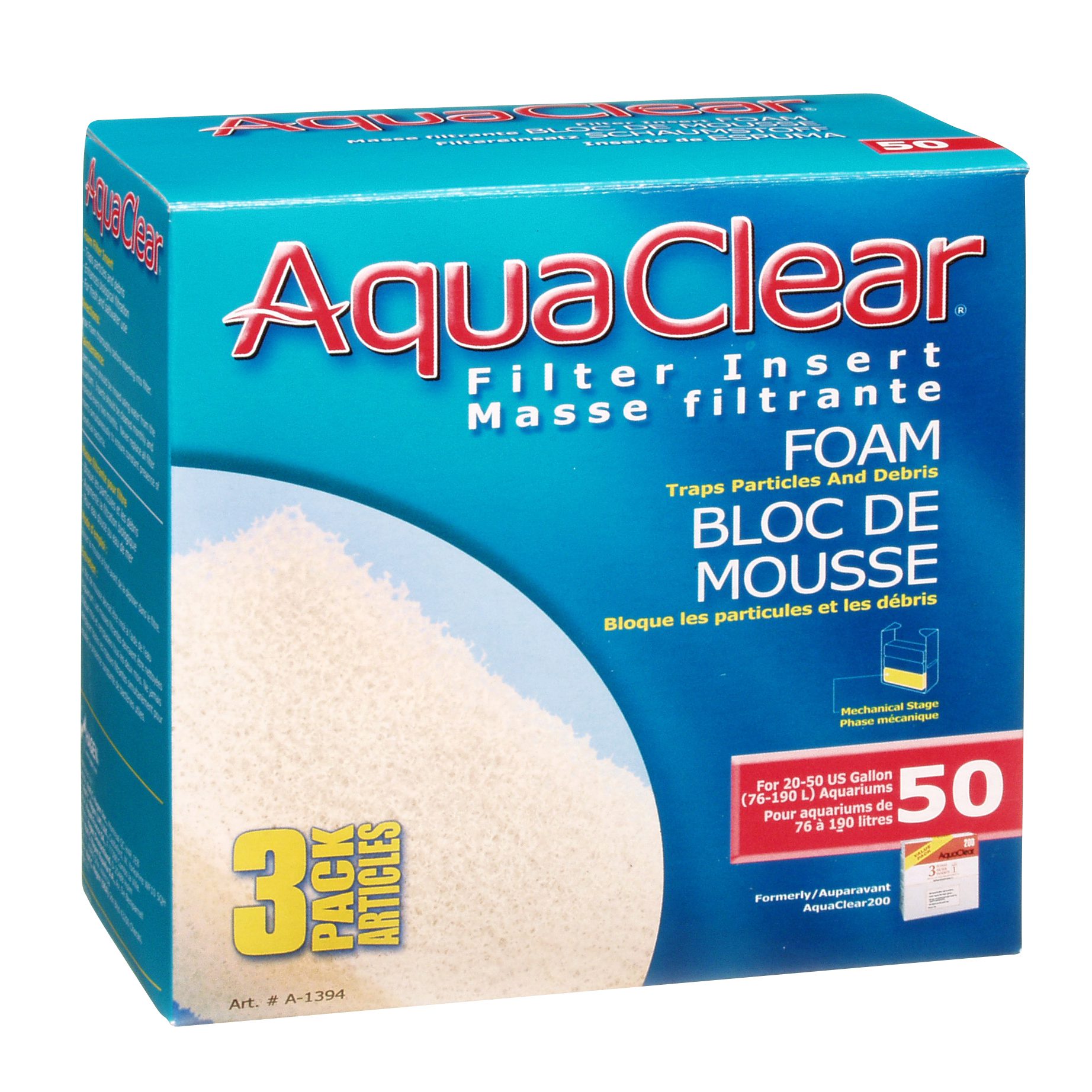 Fluval AquaClear 50 Foam Filter insert - 3 pack