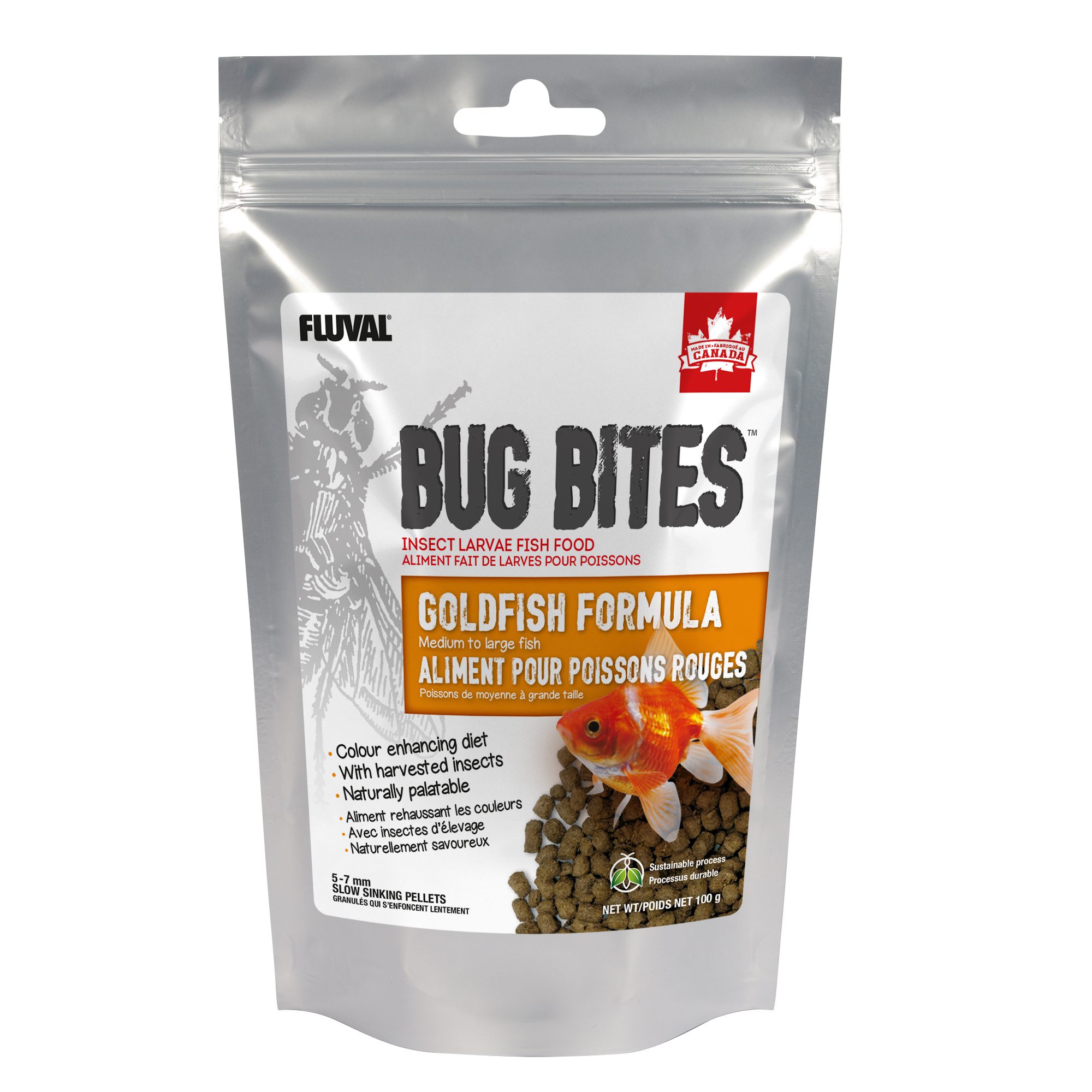 Granulés Bug Bites Fluval pour poissons rouges de moyenne à grande taille, 5-7 mm, 100 g