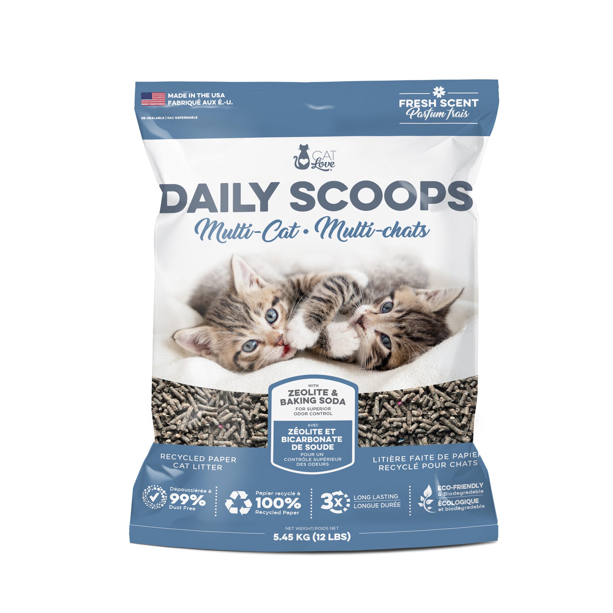 Cat Love MultiCat Scented Daily Scoops Paper Cat Litter - 5.45 kg (12 lbs)