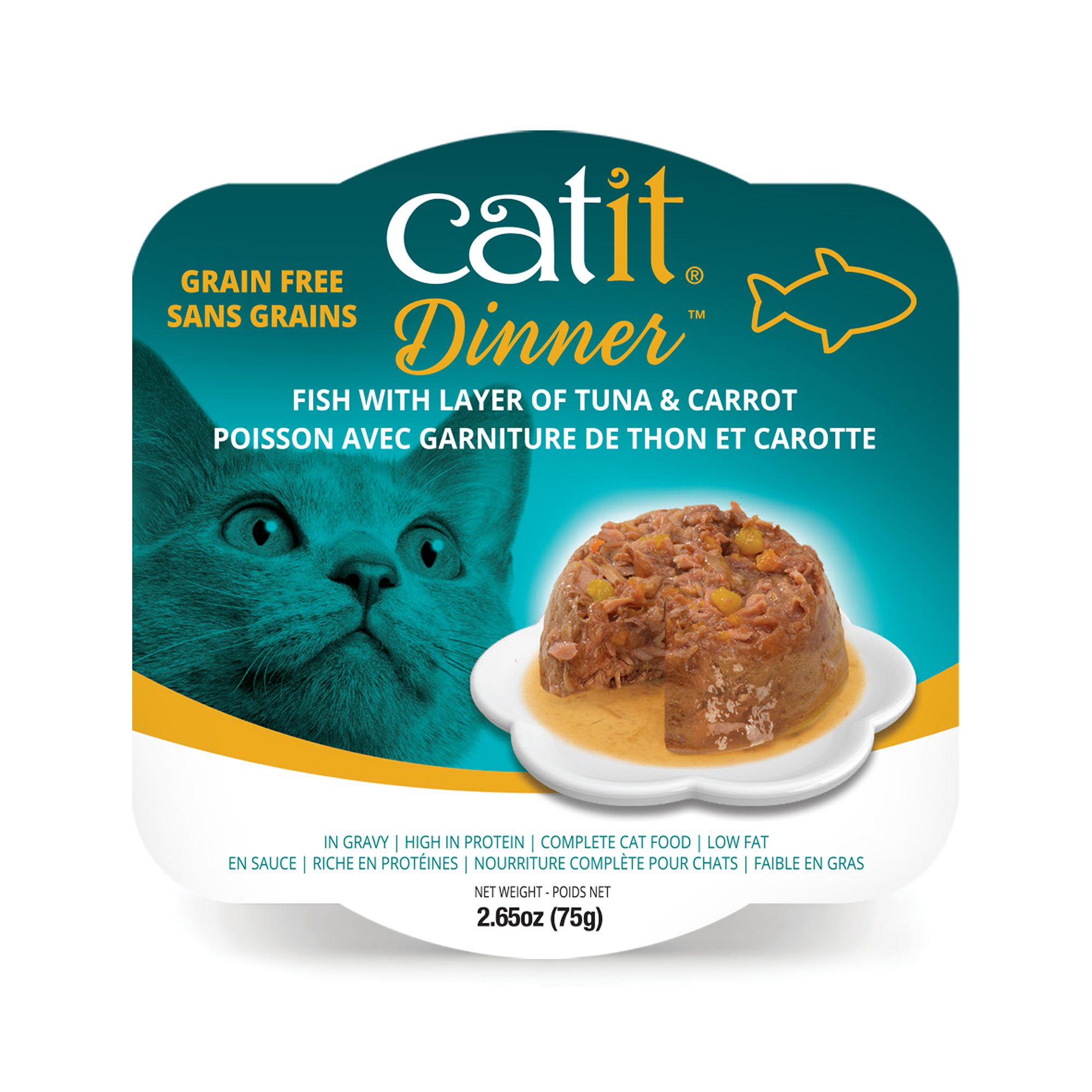 Repas de poisson Catit avec thon et carottes, 75 g (2,65 oz)