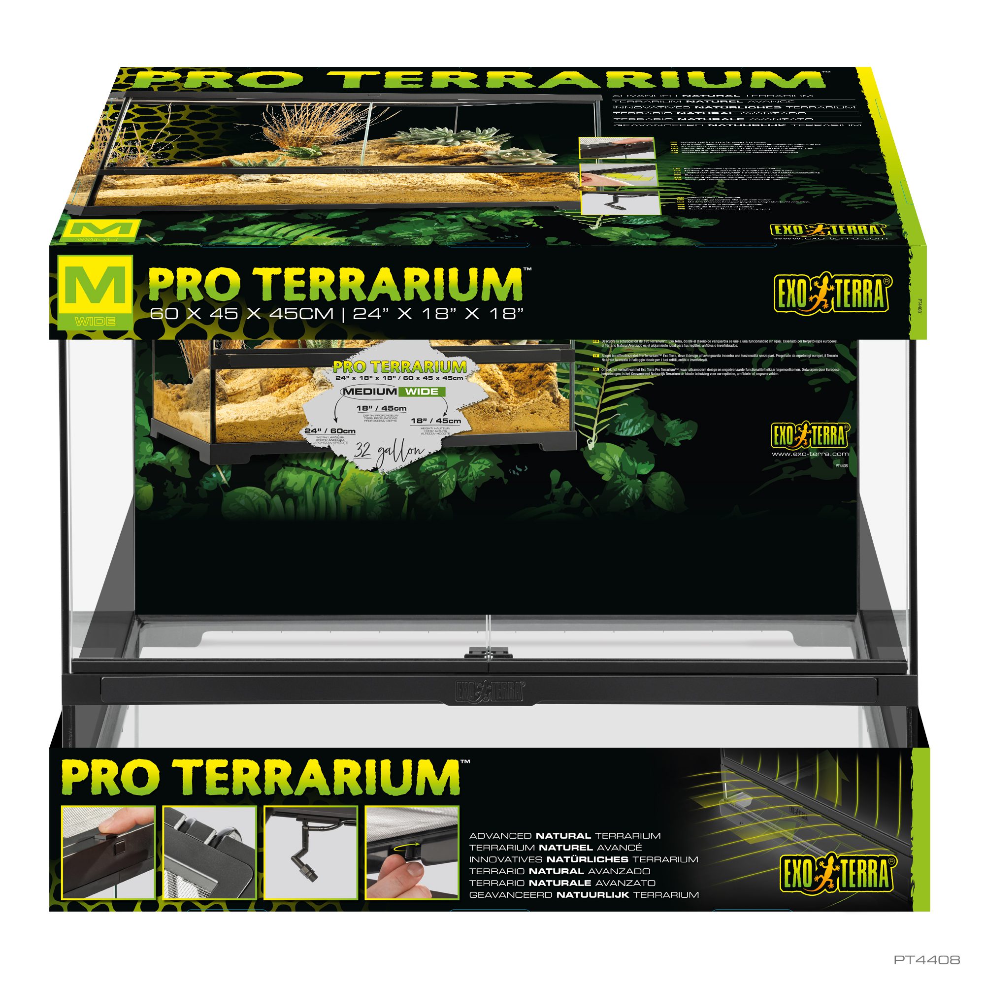 Exo Terra Pro Terrarium Advanced Natural Terrarium - Medium-Wide - 60 x 45 x 45 cm