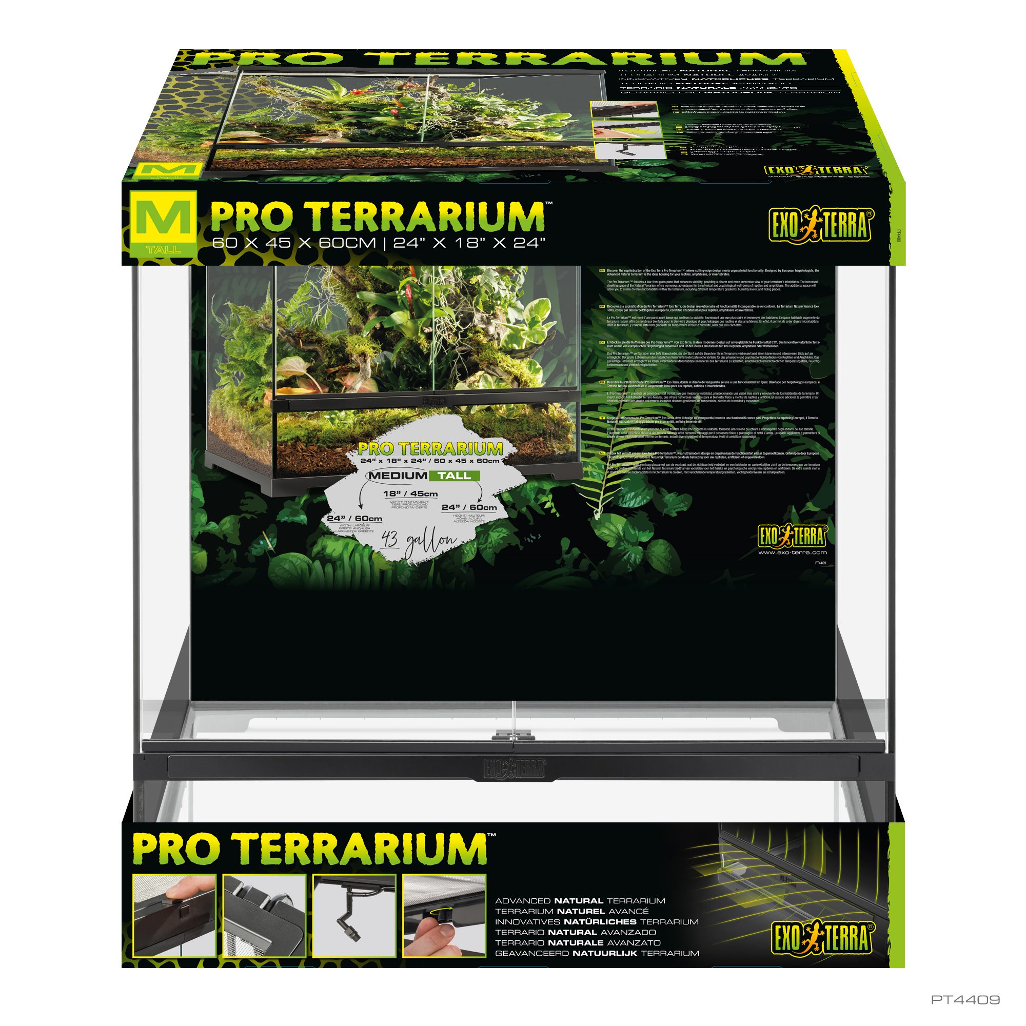 Exo Terra Pro Terrarium Advanced Natural Terrarium - Medium-Tall - 60 x 45 x 60 cm