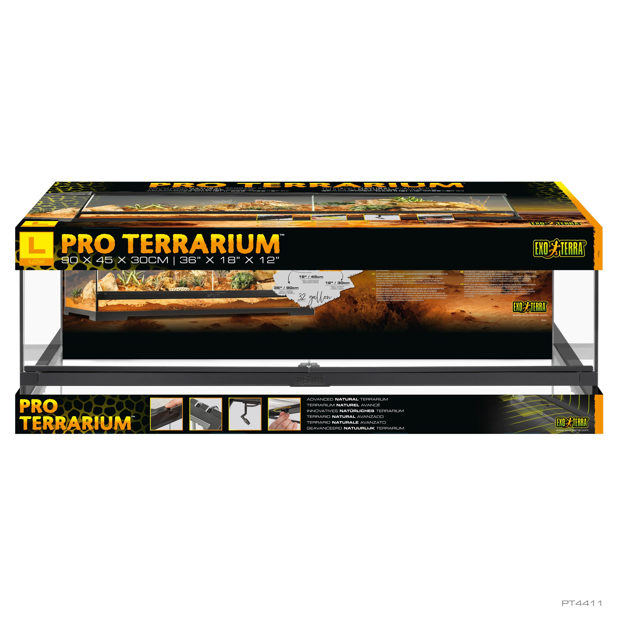 Exo Terra Pro Terrarium Advanced Natural Terrarium - Large-Low - 90 x 45 x 30 cm