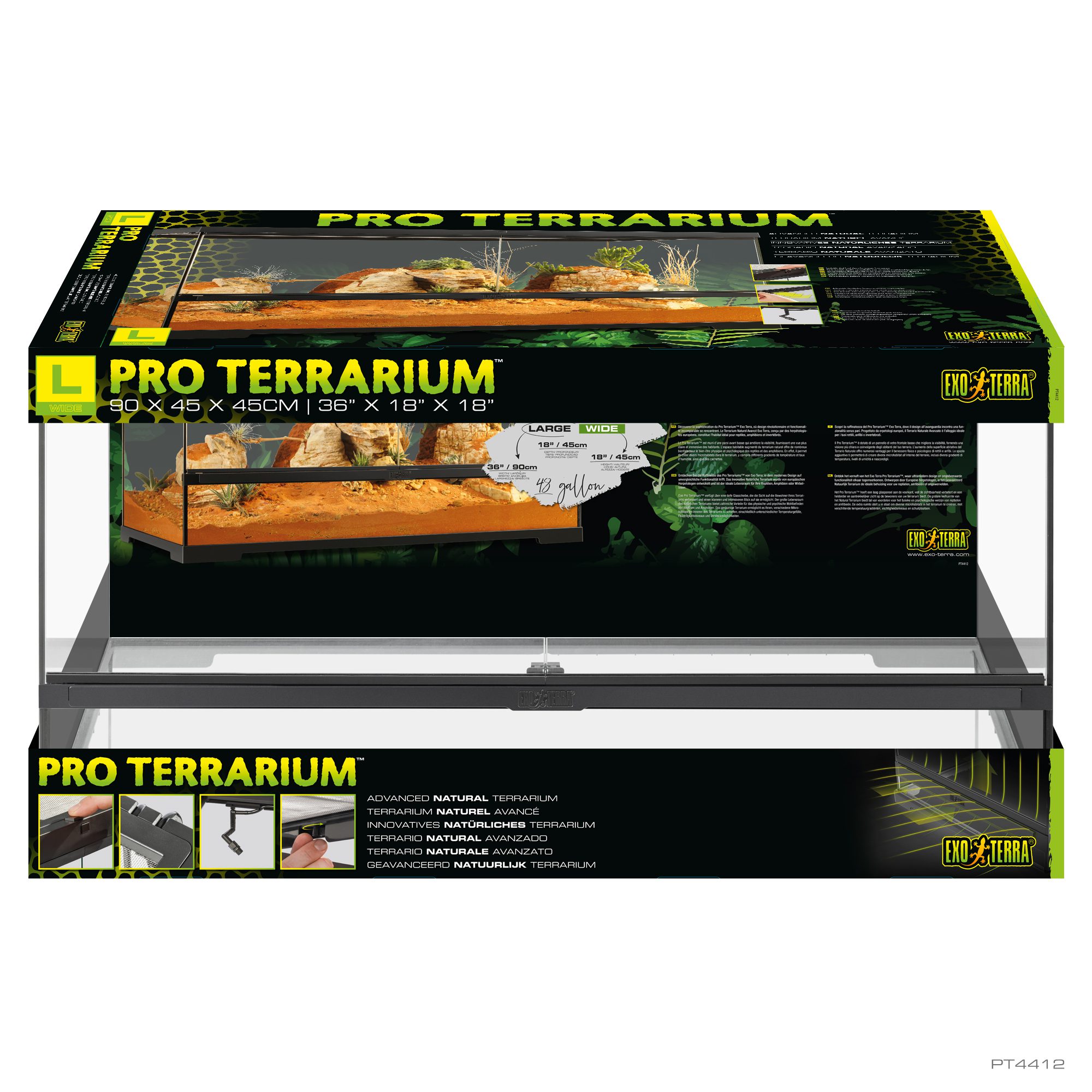 Exo Terra Pro Terrarium Advanced Natural Terrarium - Large-Wide - 90 x 45 x 45 cm