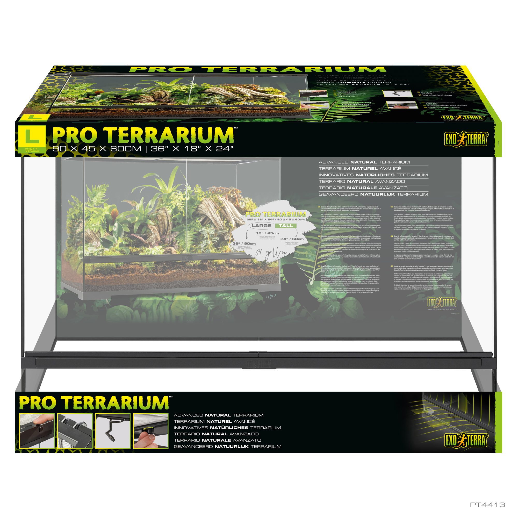 Exo Terra Pro Terrarium Advanced Natural Terrarium - Medium-Large - 90 x 45 x 60 cm